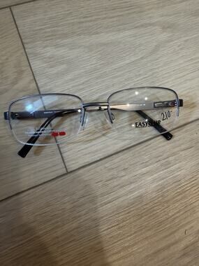 EasyClip SF 112 Titanium Full Rim Rectangular Eyeglasses Black 55-18-140 NO CLIP